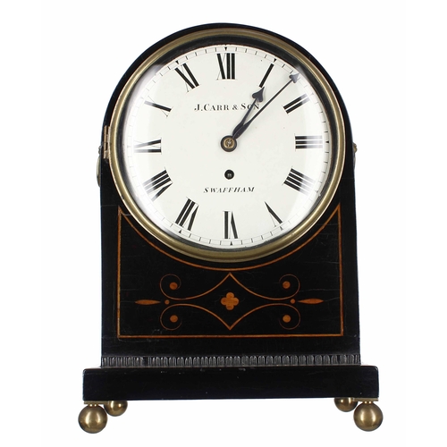 1561 - Ebonised single fusee bracket clock, the 8