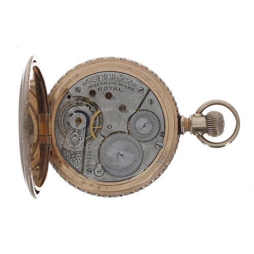 505 - Clean American Waltham 'Royal' gold filled lever hunter pocket watch, circa 1892, serial no. 5911837... 