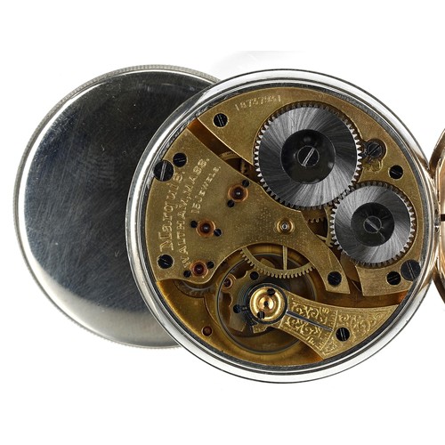 510 - American Waltham 'Marquis' 9ct lever pocket watch, Birmingham 1939, serial no. 18737931, the dial br... 