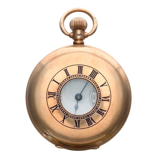 511 - American Waltham 'Traveler' 9ct lever half hunter pocket watch, circa 1912, serial no. 18372988, sig... 