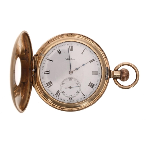 512 - American Waltham 'Bond St.' gold plated lever half hunter pocket watch, circa 1908, serial no. 16518... 