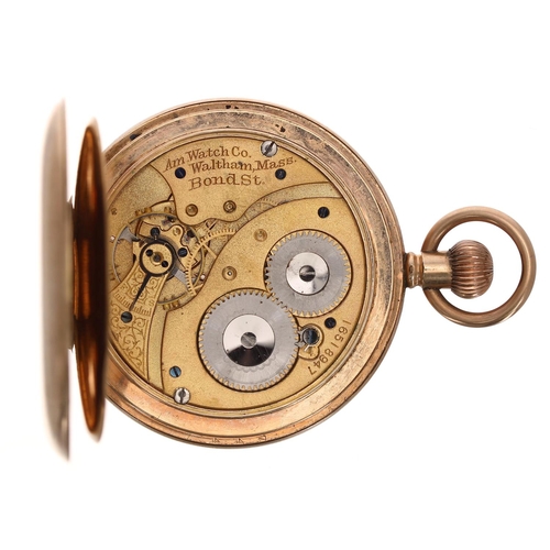 512 - American Waltham 'Bond St.' gold plated lever half hunter pocket watch, circa 1908, serial no. 16518... 
