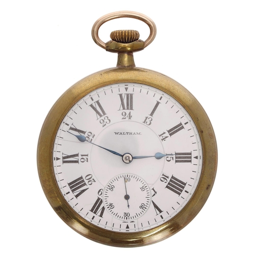 516 - American Waltham '845 model' lever set gold plated pocket watch, circa 1906, serial no. 15111959, si... 