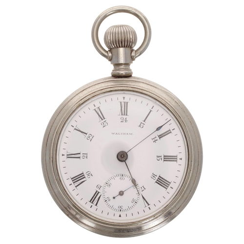 532 - American Waltham nickel cased lever pocket watch with an exhibition back, circa 1903, serial no. 134... 