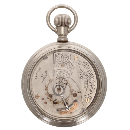 532 - American Waltham nickel cased lever pocket watch with an exhibition back, circa 1903, serial no. 134... 