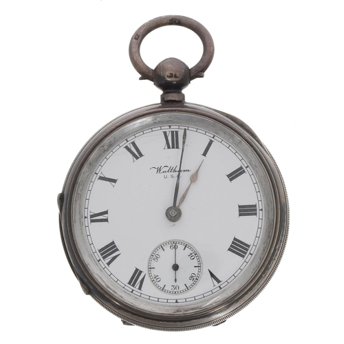 543 - American Waltham silver lever pocket watch, circa 1916, serial no. 20754478, signed movement with sa... 