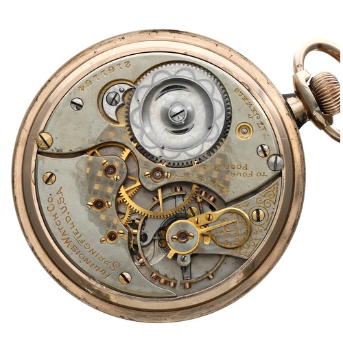 552 - Illinois Watch Co. gold filled lever pocket watch, circa 1909, 17 jewel movement the movement adjust... 