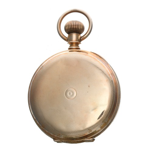 553 - American Waltham 14ct lever hunter fob watch, circa 1893,serial no. 6013610, signed movement with sa... 