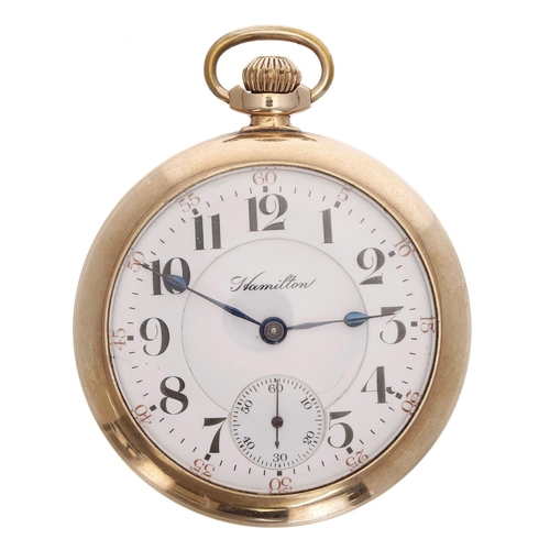 555 - Hamilton Watch Co. 10k gold filled lever set pocket watch, signed 940 21 jewel adjusted 5 positions ... 