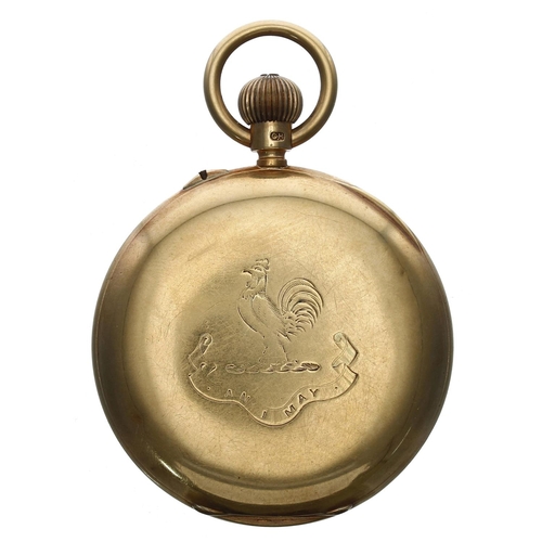 573 - Early 20th century 18ct half hunter lever pocket watch, London 1901, gilt frosted three quarter plat... 