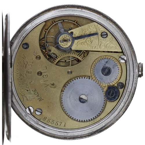 575 - Lancashire Watch Co. Ltd ''Vigil'' silver lever pocket watch, Chester 1908, signed movement, no. 853... 