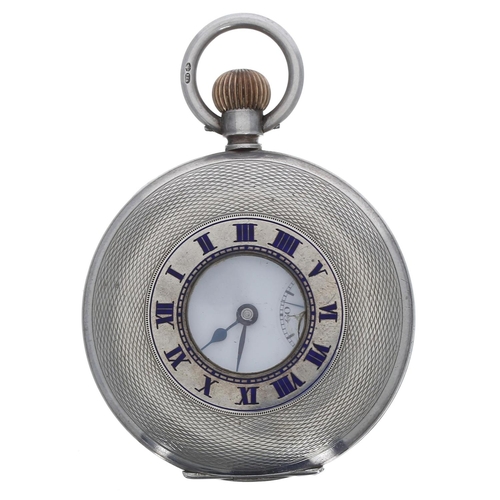 577 - Early 20th century silver half hunter engine turned lever pocket watch, import hallmarks London 1918... 