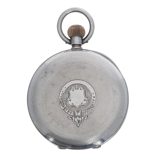 577 - Early 20th century silver half hunter engine turned lever pocket watch, import hallmarks London 1918... 