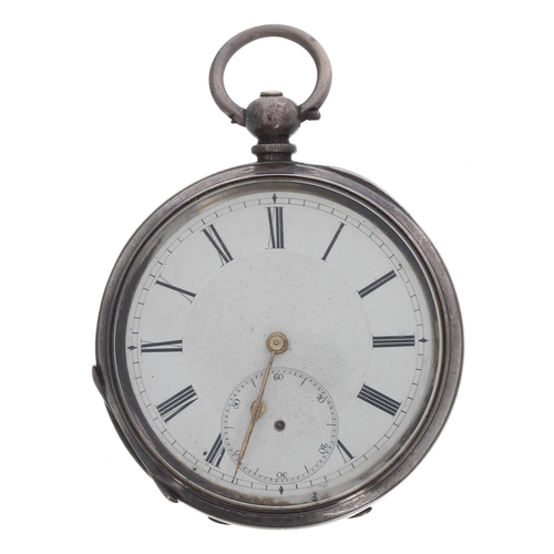 578 - Swiss silver (0.935) lever pocket watch, three quarter plate movement inscribed 'Compensated Balance... 