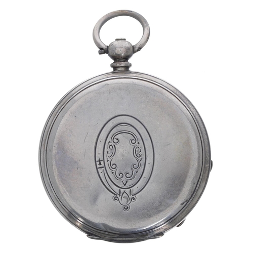 578 - Swiss silver (0.935) lever pocket watch, three quarter plate movement inscribed 'Compensated Balance... 