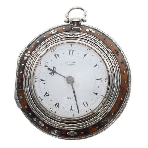 579 - George III silver and tortoiseshell verge triple cased pocket watch made for the Turkish Market by G... 