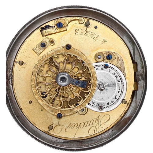 581 - Early 19th century French white metal verge pocket watch, the fusee movement signed Vaucher A. Paris... 