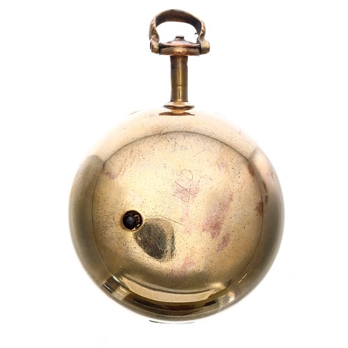 583 - English 18th century gilt and enamel pair cased verge pocket watch, the fusee movement signed J. Dow... 