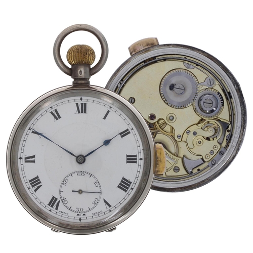 584 - Swiss silver (0.925) quarter repeating lever pocket watch, import hallmarks London 1924, gilt froste... 