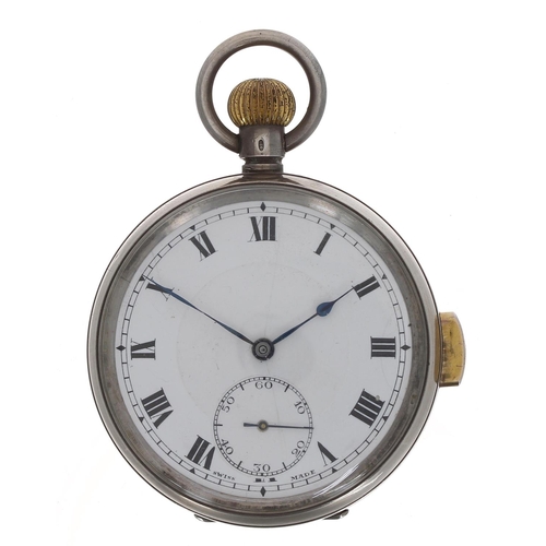 584 - Swiss silver (0.925) quarter repeating lever pocket watch, import hallmarks London 1924, gilt froste... 