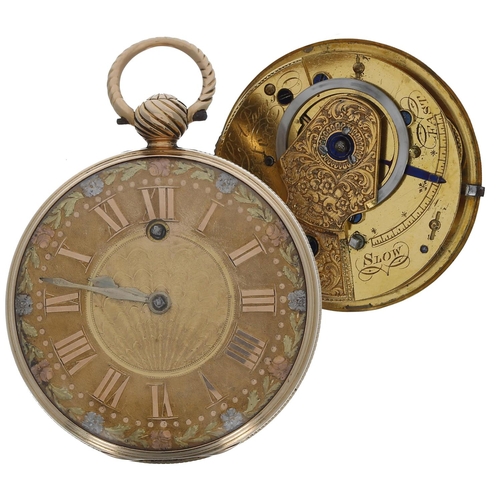 586 - Attractive early 19th century English 18ct verge pocket watch, London 1816, the fusee movement signe... 