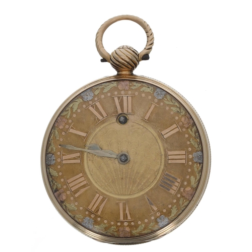 586 - Attractive early 19th century English 18ct verge pocket watch, London 1816, the fusee movement signe... 