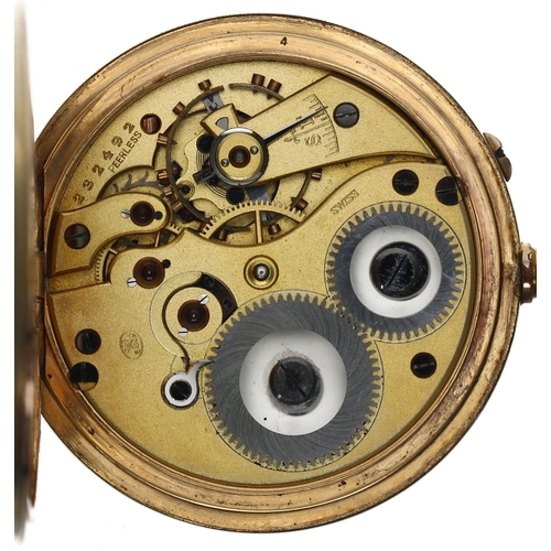 587 - Stauffer & Co. (IWC) 'Peerless' gold plated lever pocket watch, signed gilt frosted movement, no... 