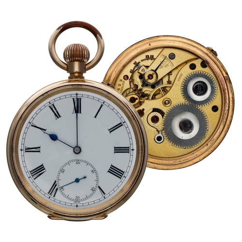 587 - Stauffer & Co. (IWC) 'Peerless' gold plated lever pocket watch, signed gilt frosted movement, no... 