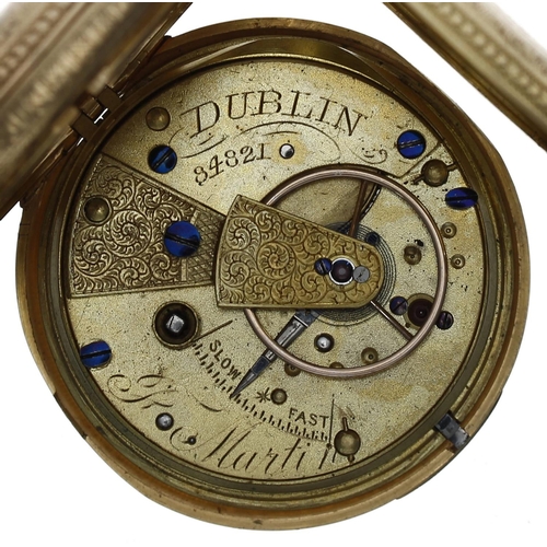 589 - Victorian 18ct fusee lever hunter pocket watch, London 1879, the movement signed J. Martin, Dublin, ... 