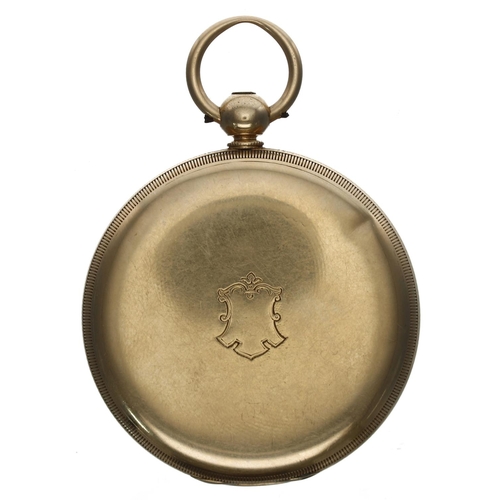 616 - Late Victorian 18ct lever hunter pocket watch, the free sprung gilt three quarter plate fusee moveme... 