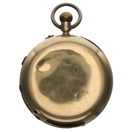 617 - Victorian 18ct centre seconds chronograph lever half hunter pocket watch, Chester 1893, unsigned gil... 