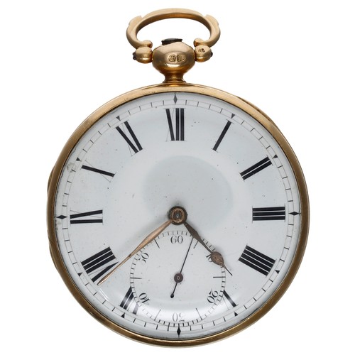 594 - George IV 18ct fusee lever pocket watch, London 1829, the movement signed Geo Clerke, London, no. 45... 