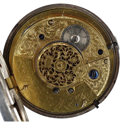 598 - George III silver 'doctor's' dial pair cased verge pocket watch, London 1801, the fusee movement sig... 