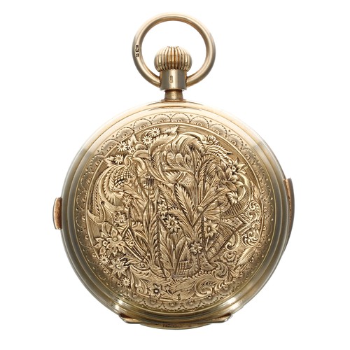 602 - Good 18ct minute repeating chronograph perpetual calendar hunter pocket watch with moon phase, Londo... 