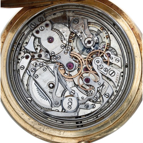 602 - Good 18ct minute repeating chronograph perpetual calendar hunter pocket watch with moon phase, Londo... 