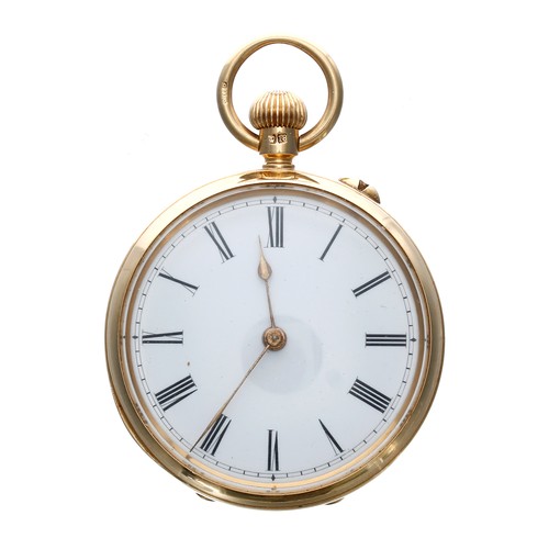 604 - Small Victorian 18ct lever pocket watch, London 1886, three-quarter plate movement signed Monks Brot... 