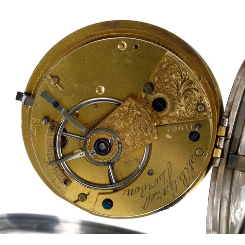 607 - George IV silver fusee lever pocket watch, London 1828, the movement signed Gazel, London, no. 11904... 