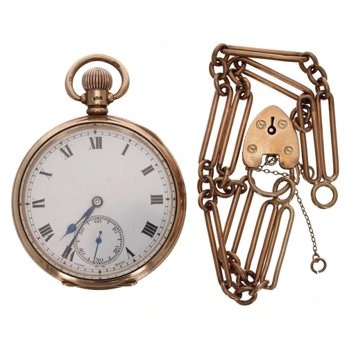 609 - Swiss 9ct lever pocket watch, Birmingham 1922, unsigned 22 jewel movement with compensated balance a... 