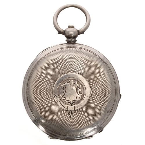 612 - Swiss silver cylinder engine turned pocket watch, import hallmarks London 1913, the movement stamped... 