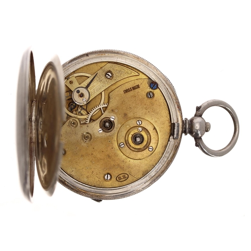 612 - Swiss silver cylinder engine turned pocket watch, import hallmarks London 1913, the movement stamped... 