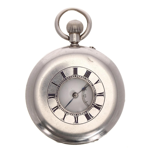 613 - Victorian silver lever half hunter pocket watch, Birmingham 1894, unsigned gilt frosted three quarte... 