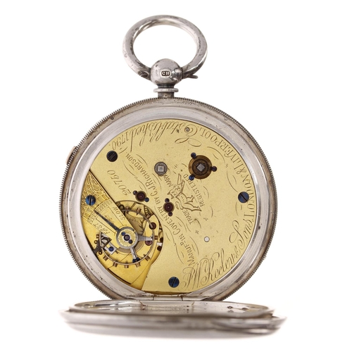 619 - Victorian 'Centre Seconds Chronograph' silver lever pocket watch, Chester 1900, the three quarter pl... 