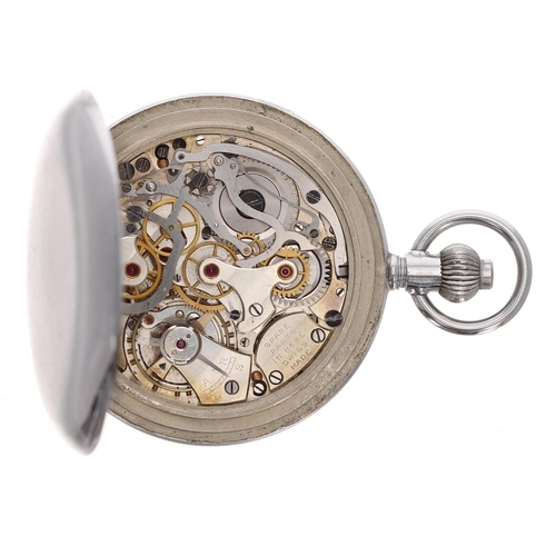 620 - Swiss centre seconds chronograph nickel cased lever pocket watch, the movement inscribed 'Swiss Made... 