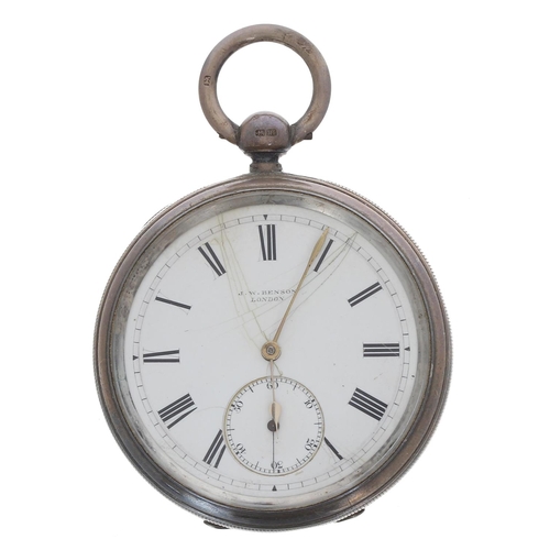 638 - J.W. Benson 'The 'Ludgate' Watch' silver lever pocket watch, London 1886, the three quarter plate mo... 