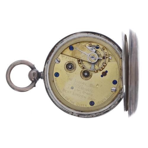 638 - J.W. Benson 'The 'Ludgate' Watch' silver lever pocket watch, London 1886, the three quarter plate mo... 