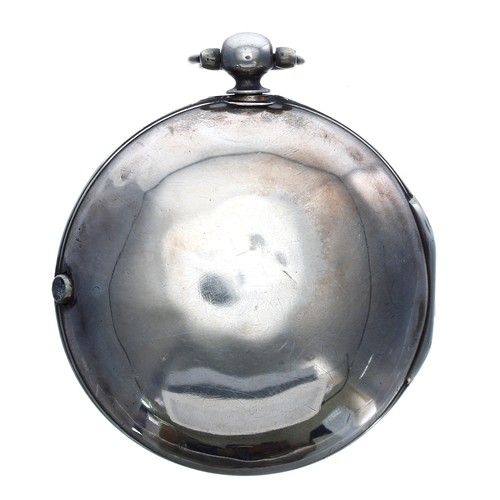 639 - George III English silver pair cased verge pocket watch, London 1796, the fusee movement signed J. E... 