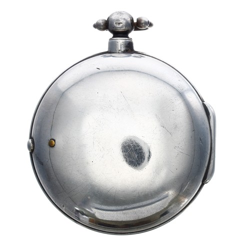 706 - English George IV silver pair cased verge pocket watch, London 1826, unsigned fusee movement, no. 72... 