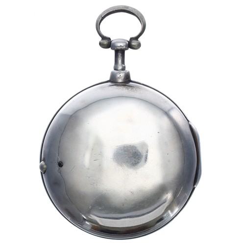 642 - Early 19th century silver pair cased verge pocket watch, London 1808, unsigned fusee movement, no. 2... 