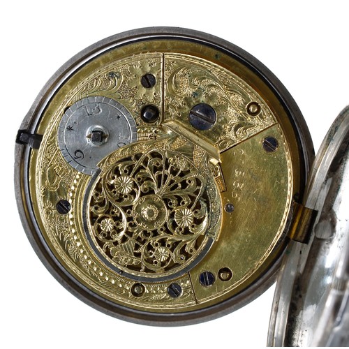 642 - Early 19th century silver pair cased verge pocket watch, London 1808, unsigned fusee movement, no. 2... 