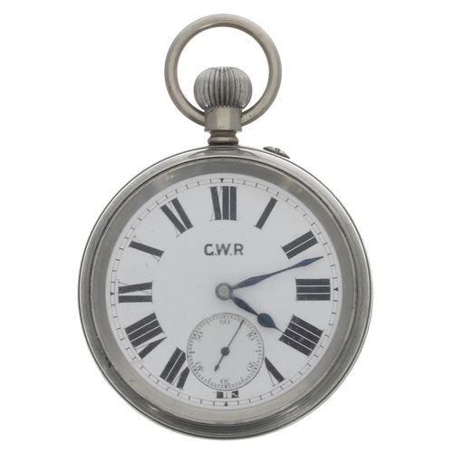 650 - Railway Interest - Rotherhams Great Western Railway (G.W.R.) nickel cased lever pocket watch, the mo... 